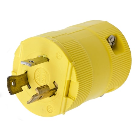 Hubbell Wiring Device-Kellems Locking Plug, L5-20P, 20 A, 125V AC, Single Phase, 2 Pole, Screw Terminals, Yellow HBL2311VY